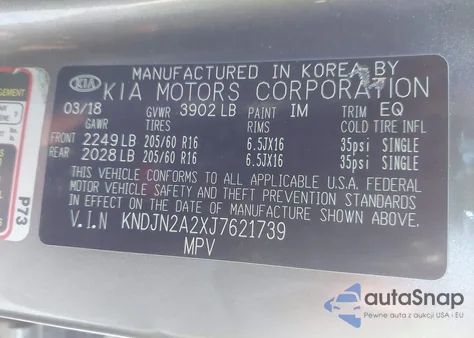 2018 Kia Soul из США, поврежденный, VIN KNDJN2A2XJ7621739